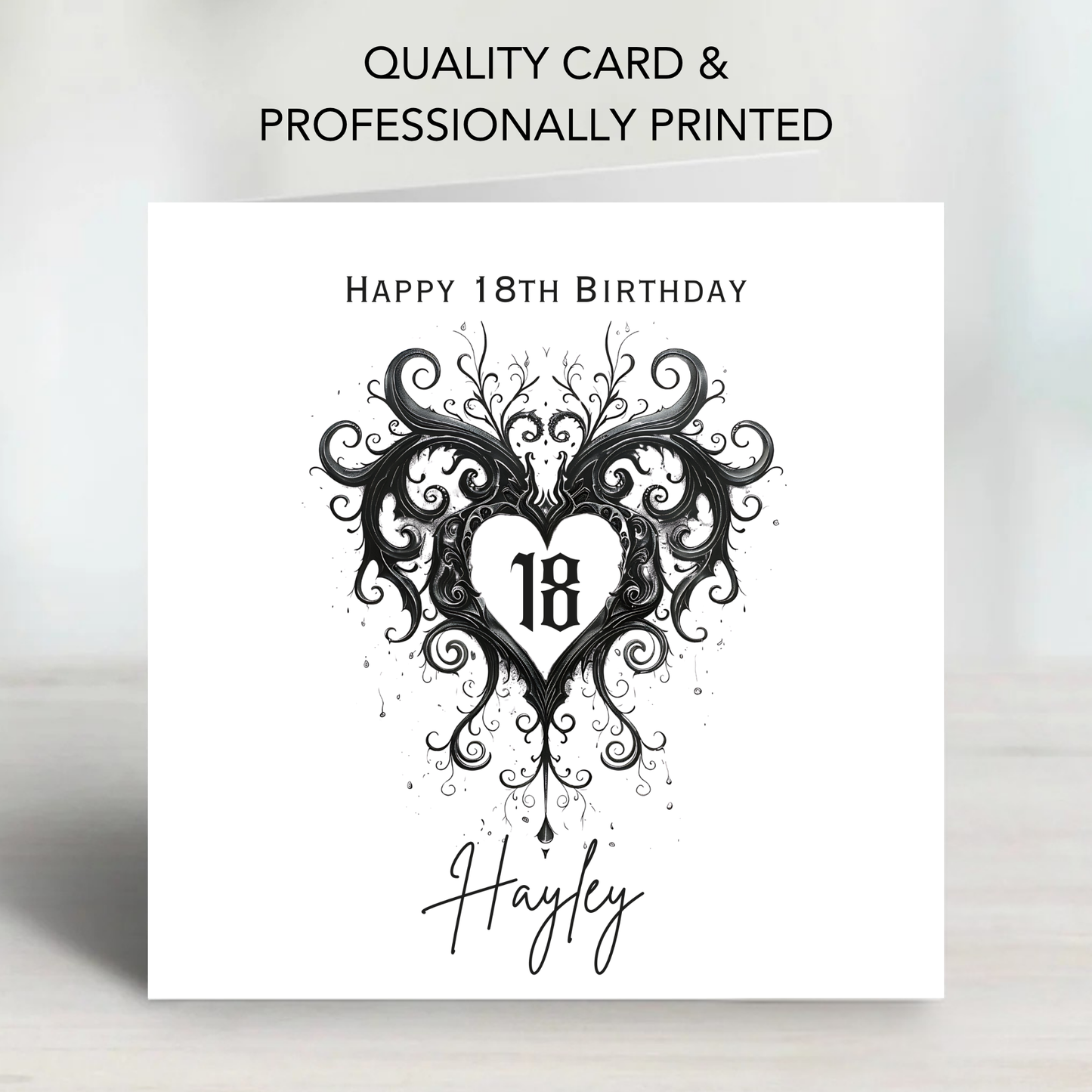 Gothic Style Black Heart Card - C634