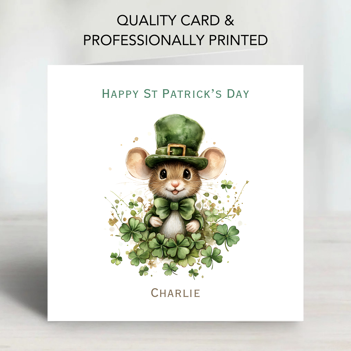 St Patrick's Day Cute Mouse Card - C810