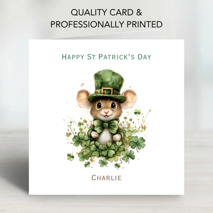 St Patrick's Day Cute Mouse Card - C810