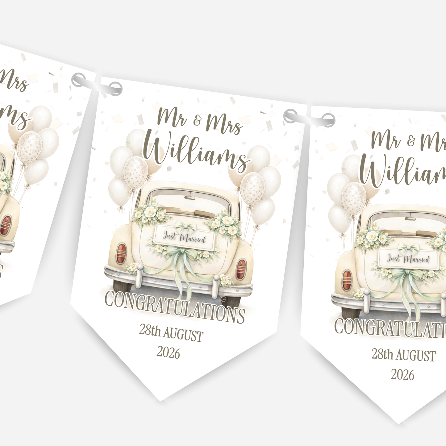 Wedding Car Bunting - B307