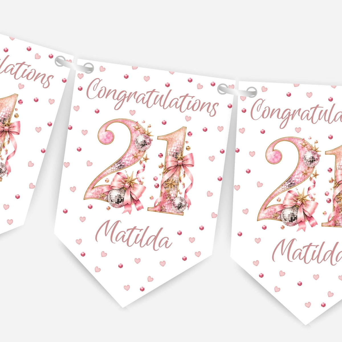Disco and Bows Birthday Bunting -B329