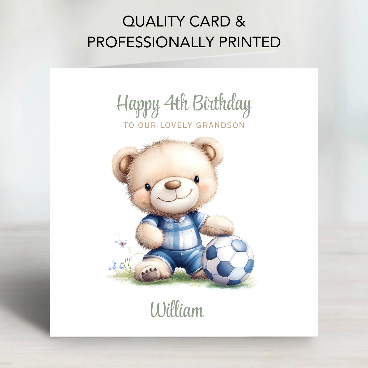 Cute Teddy Football Birthday Card - C612