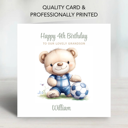 Cute Teddy Football Birthday Card - C612