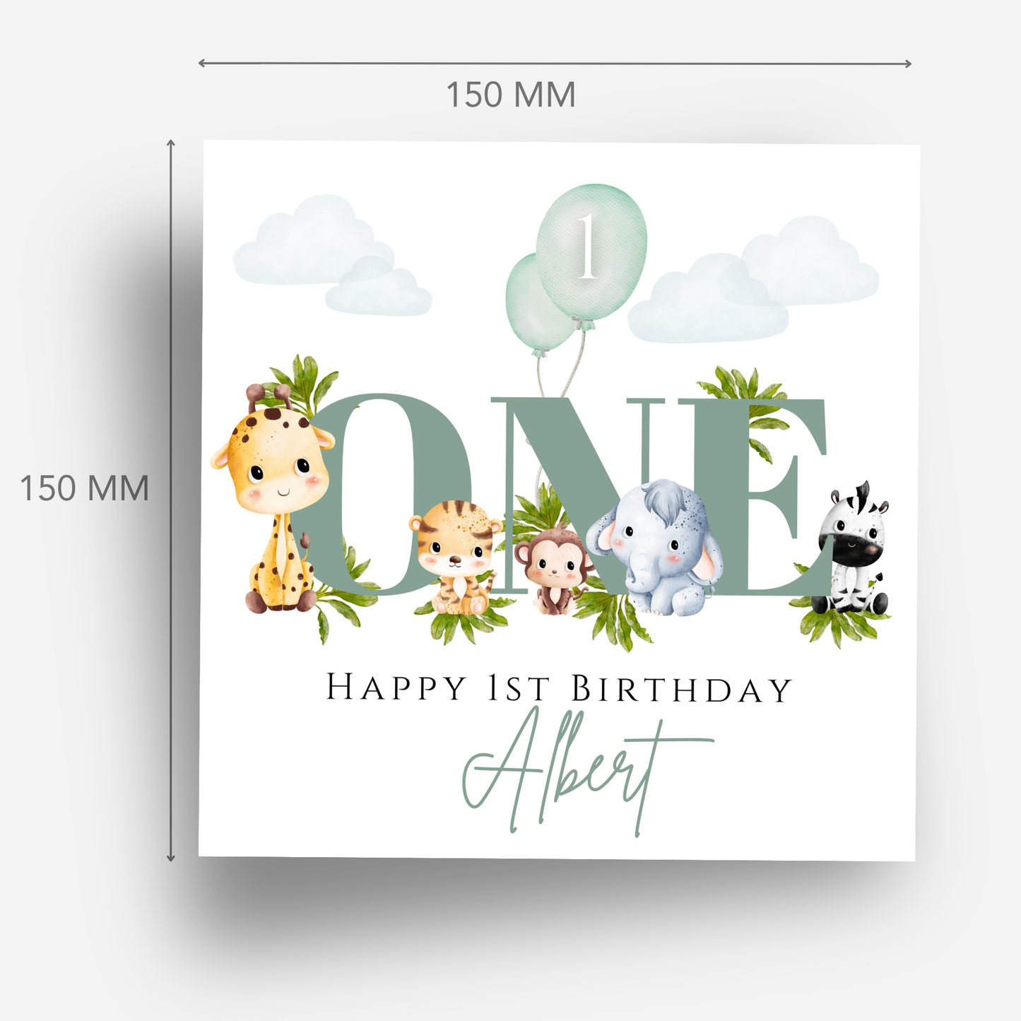Cute Safari 1st Birthday Card - C102