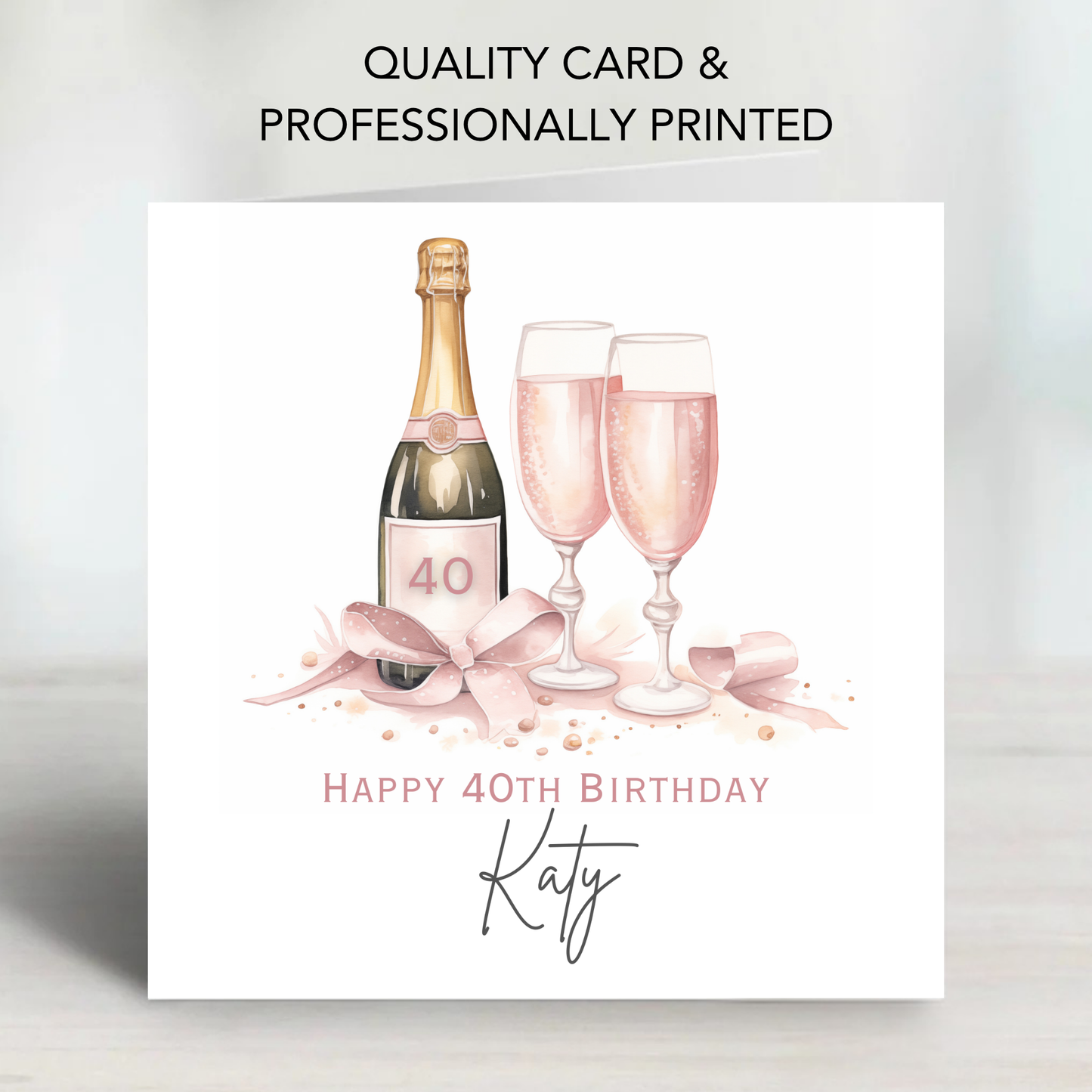 Pink Bottle of Fizz Birthday Card - C630
