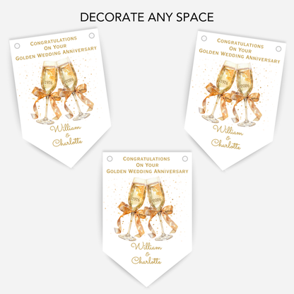 Golden Wedding Anniversary Bunting - B261