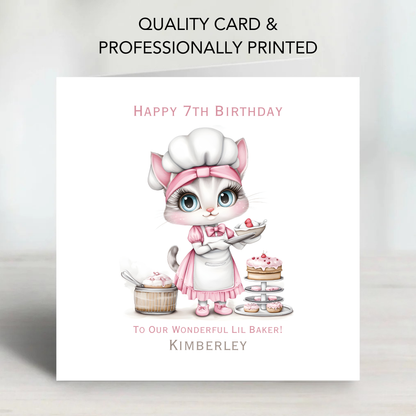 Cute kitten Baker Birthday Card - C586