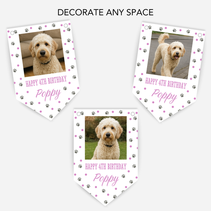 Dog Birthday Photo Bunting In Pink - B213