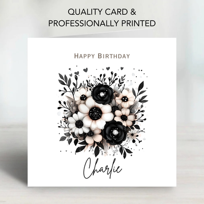 Alternative Dark Flowers Birthday Card - C834