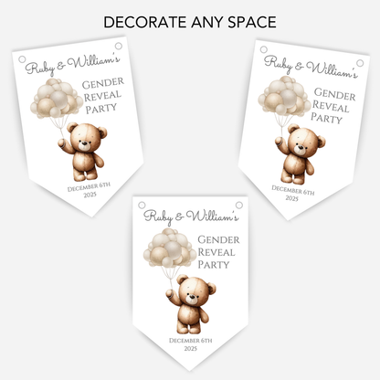 Cute Teddy Bear Gender Reveal Bunting - B148