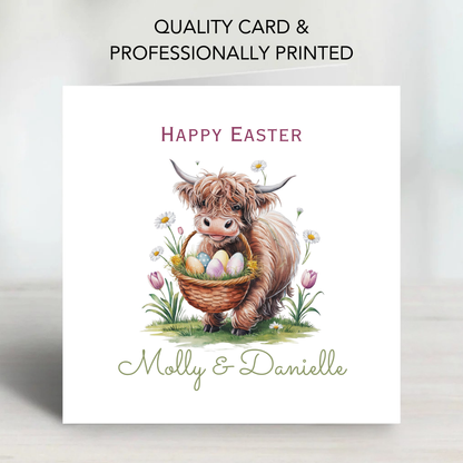 Easter Card With A Cute Highland Cow Design - C844