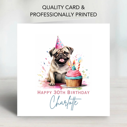 Party Pug Birthday Card - C559