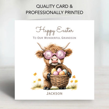 Easter Card With A Cute Highland Cow Design - C842