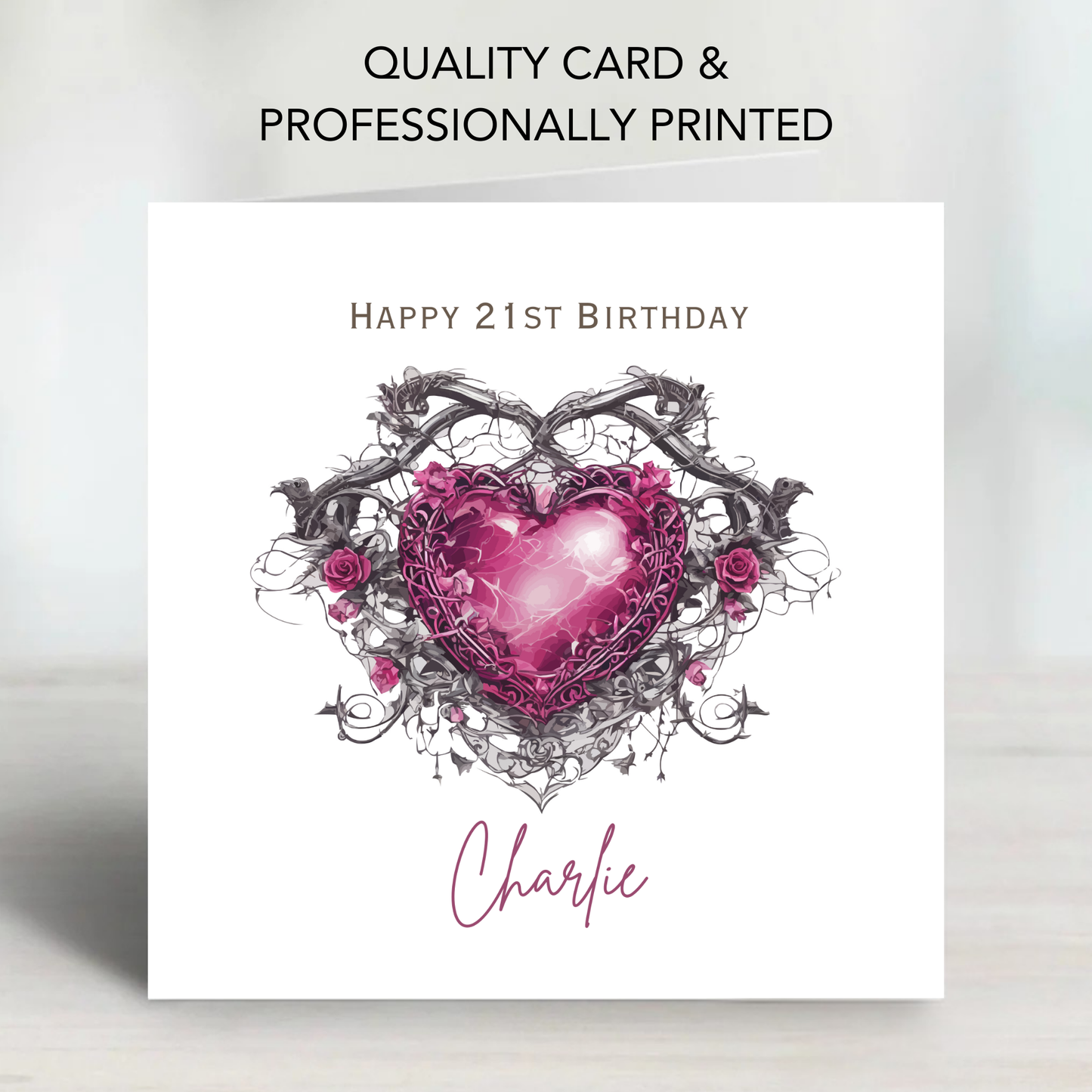 Gothic Style Pink Heart Card - C580