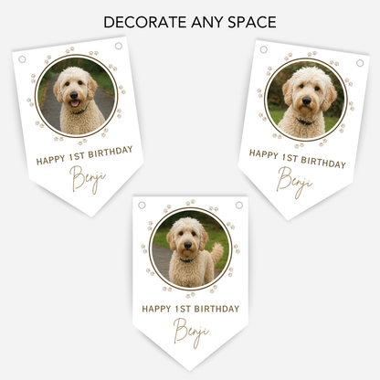 Dog Birthday Photo Bunting In Neutral Colours - B216