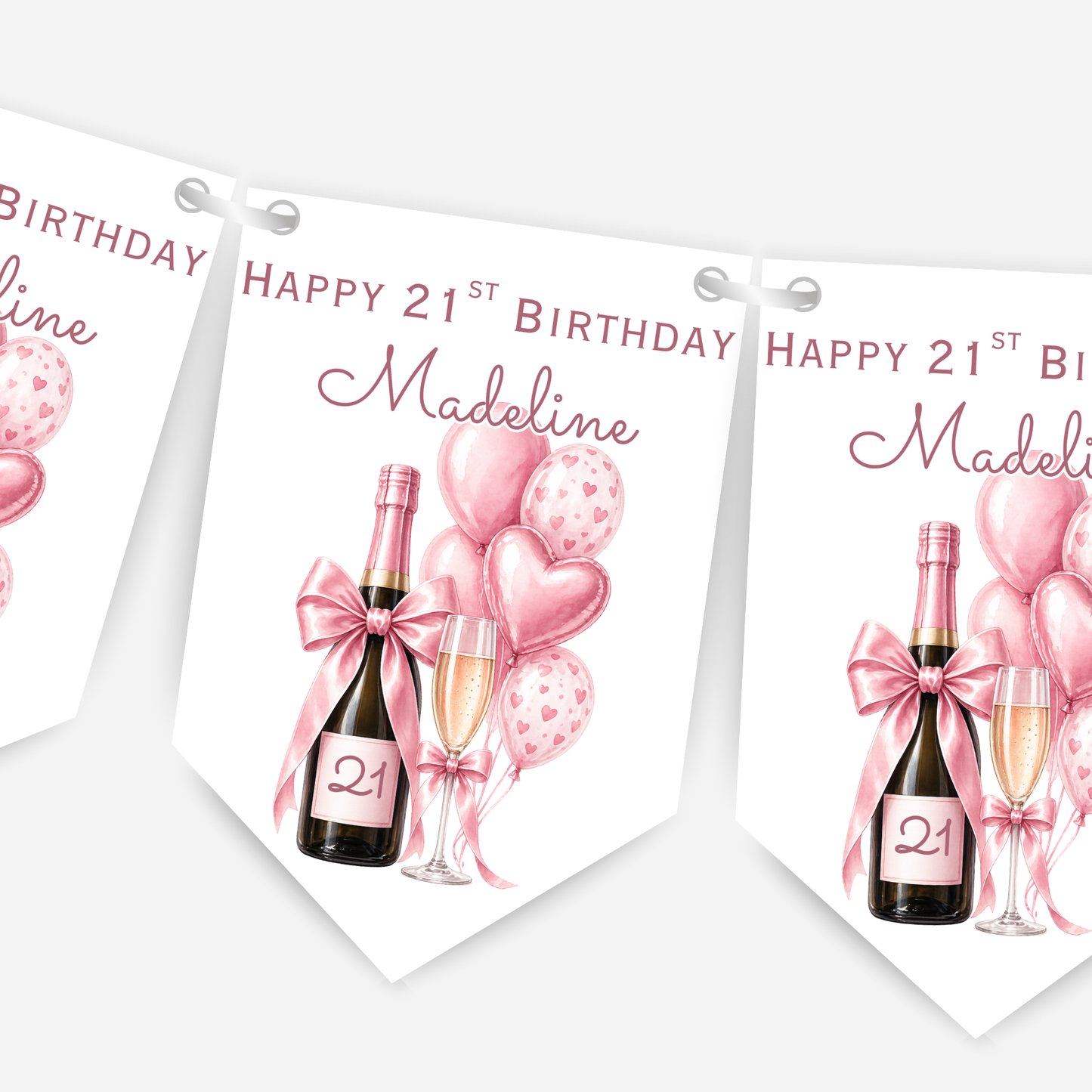 Champagne and Balloons Party Bunting in Five Colours - B296