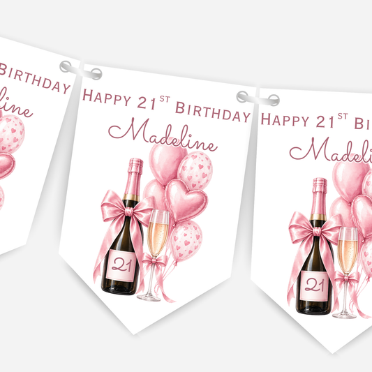 Champagne and Balloons Party Bunting in Five Colours - B296