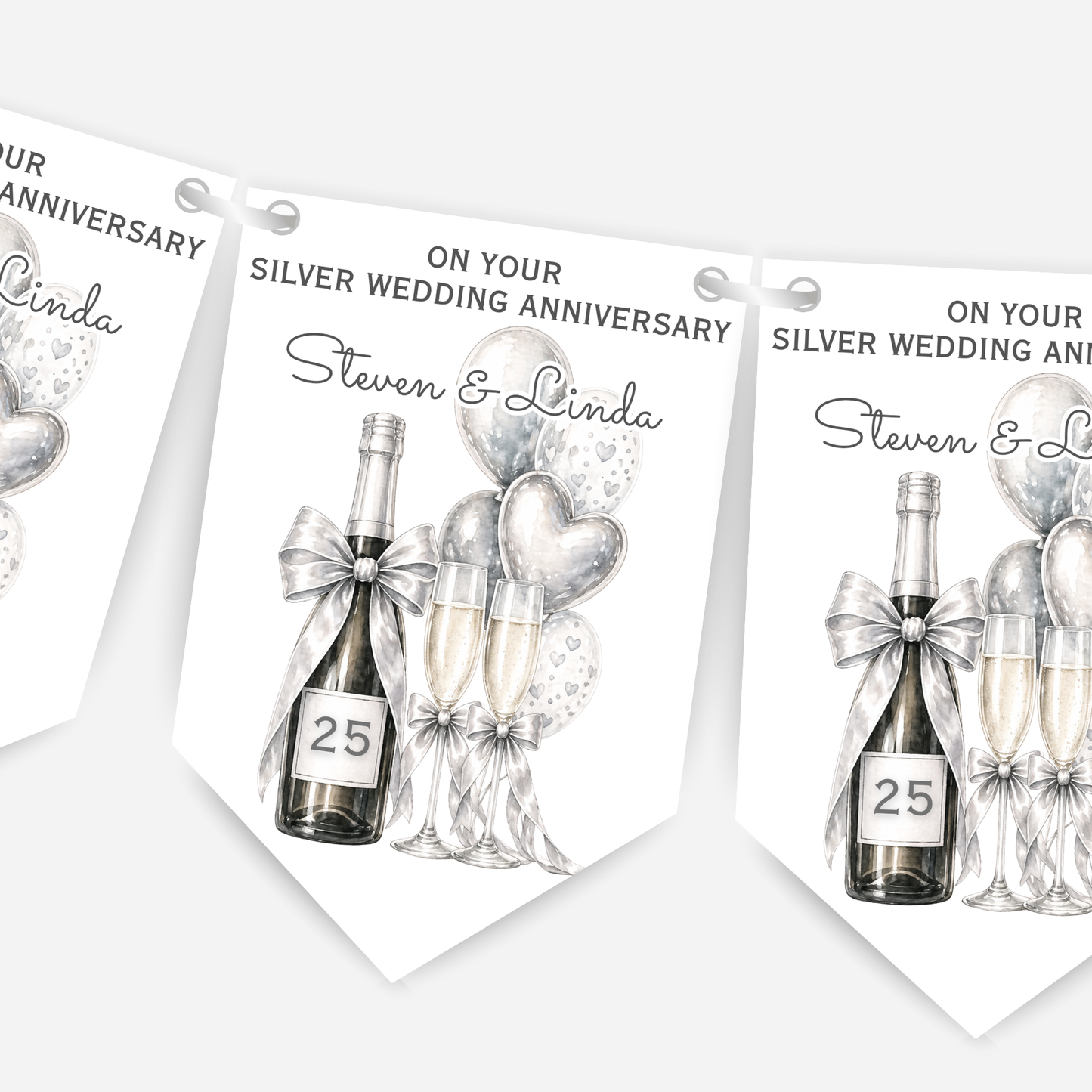 Silver Wedding Anniversary Bunting - B298