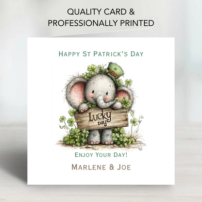 St Patrick's Day Card - Cute Elephant Design - C806