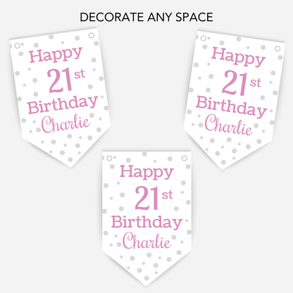 Pink Polka Dot Birthday Bunting - B126