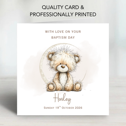 Christening or Baptism Neutral Cute Teddy Design - C852