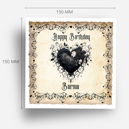 Stunning Gothic Style Black Heart Card - C150