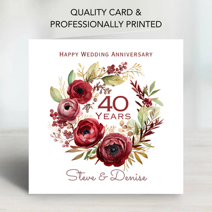 Ruby 40th Wedding Anniversary Card - C681