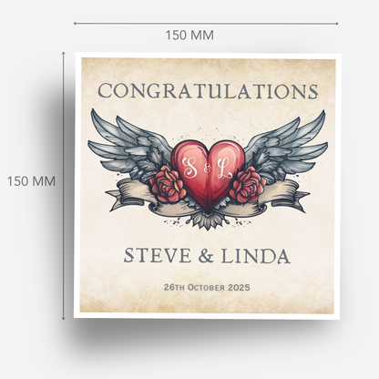 Tattoo Style Wedding or Engagement Card - C500