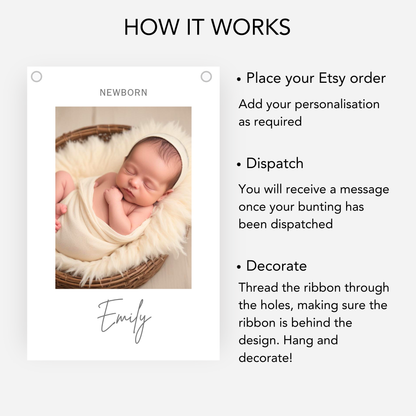 Newborn to 12 Months Milestone A6 Smaller Bunting - 1st Birthday - S199