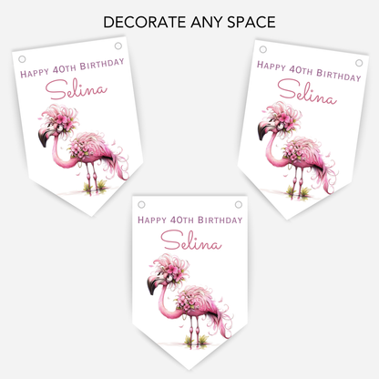 Crazy Pink Flamingo Birthday Bunting - For Any Age – B199