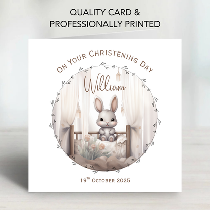 Christening & Baptism Cute Rabbit Card - C664