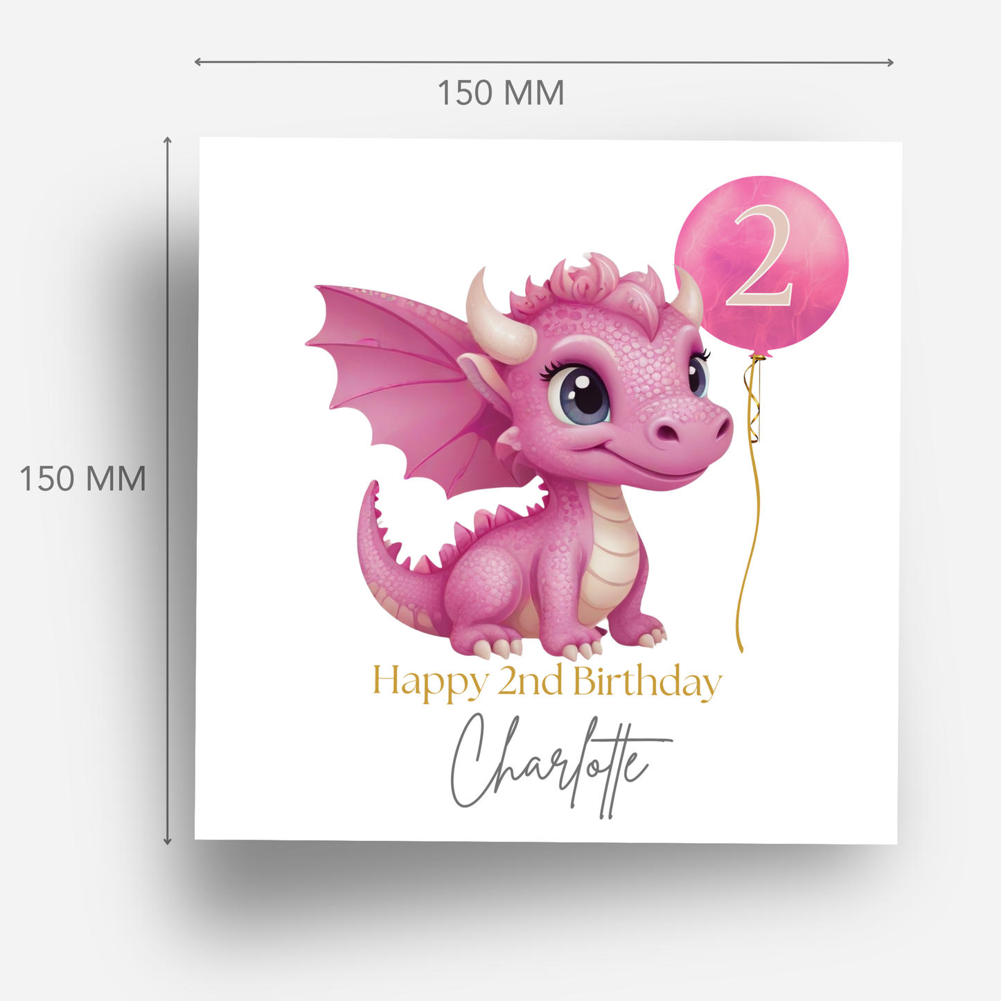 Cute Pink Dragon Birthday Card - C100