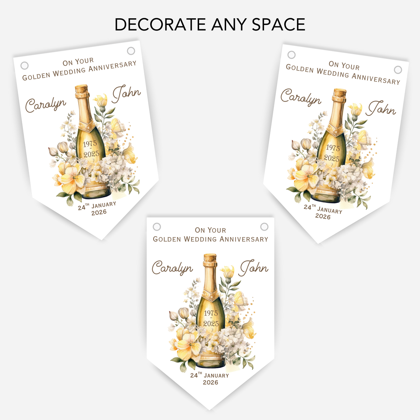 Golden Wedding Anniversary Bunting - B230