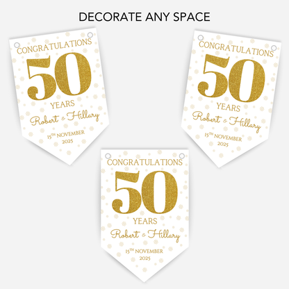 Golden Wedding Anniversary Bunting - B240