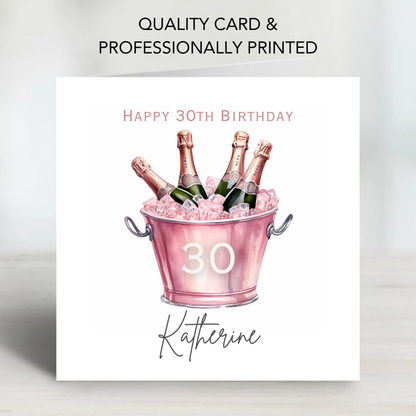 Ice Bucket of Pink Fizz Birthday Card - C643