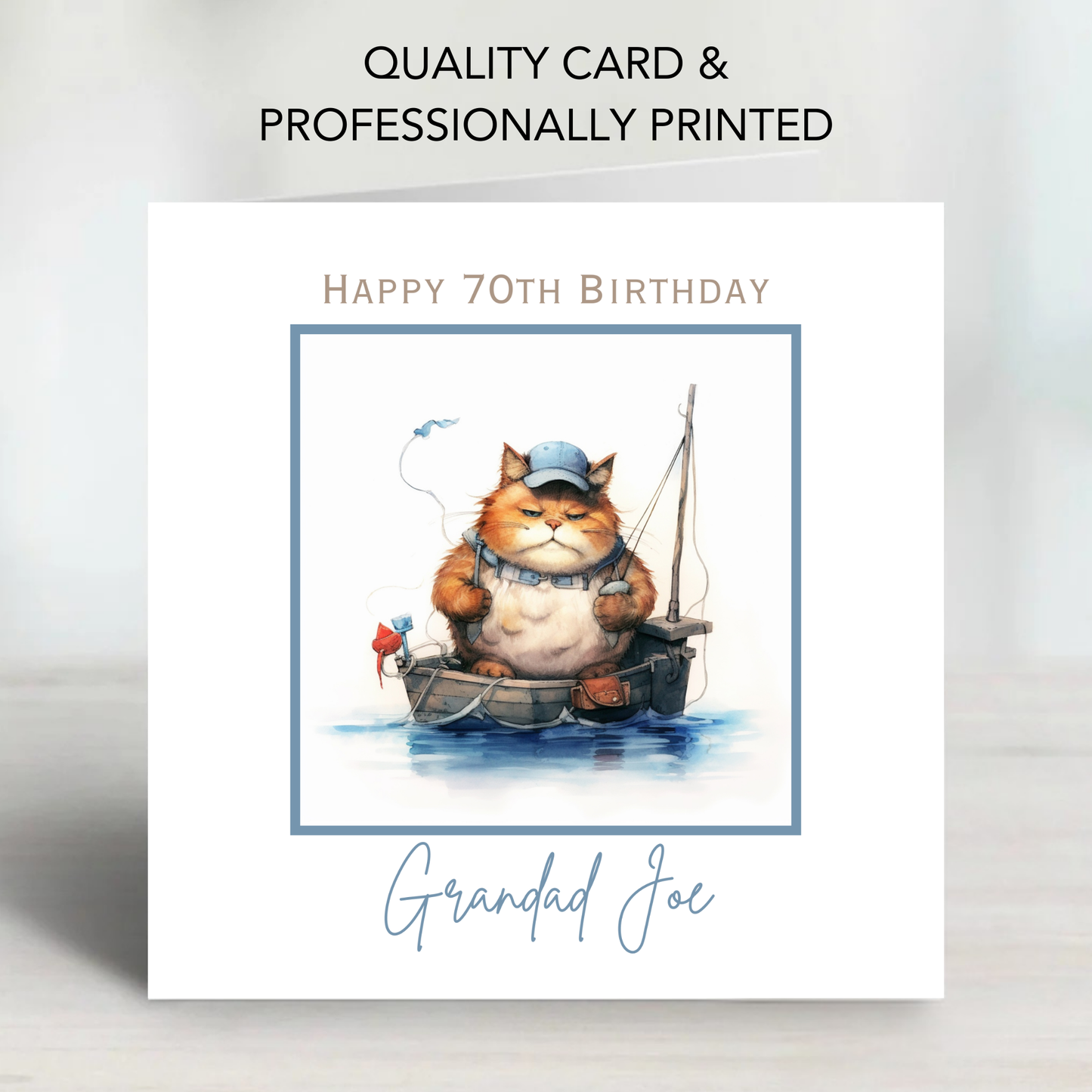 Cat Fishing Birthday Card - C616