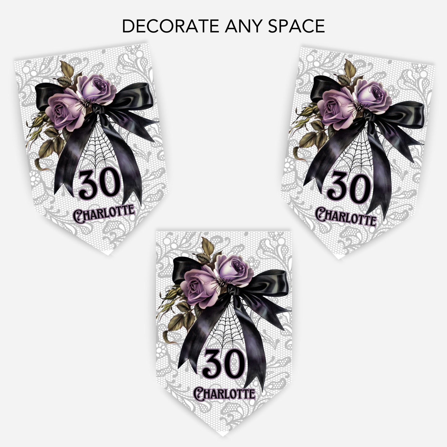 Gothic Black Lace and Bow Bunting - B263