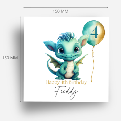 Cute Green Dragon Birthday Card - C101