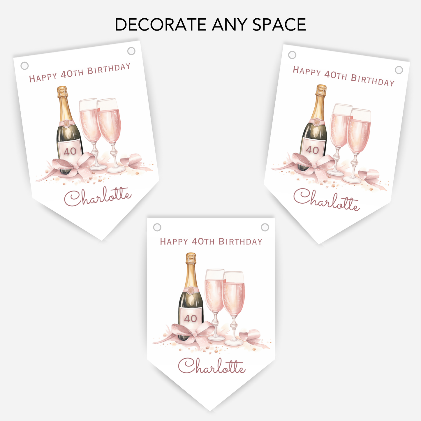 Girly Bottle of Fizz Party Bunting - B201