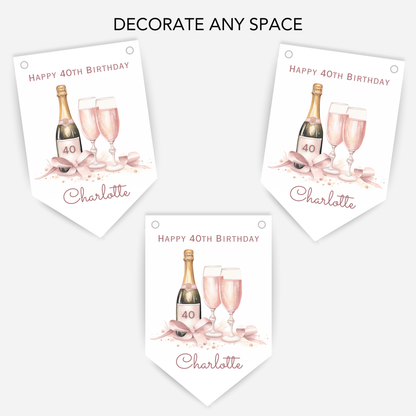 Girly Bottle of Fizz Party Bunting - B201