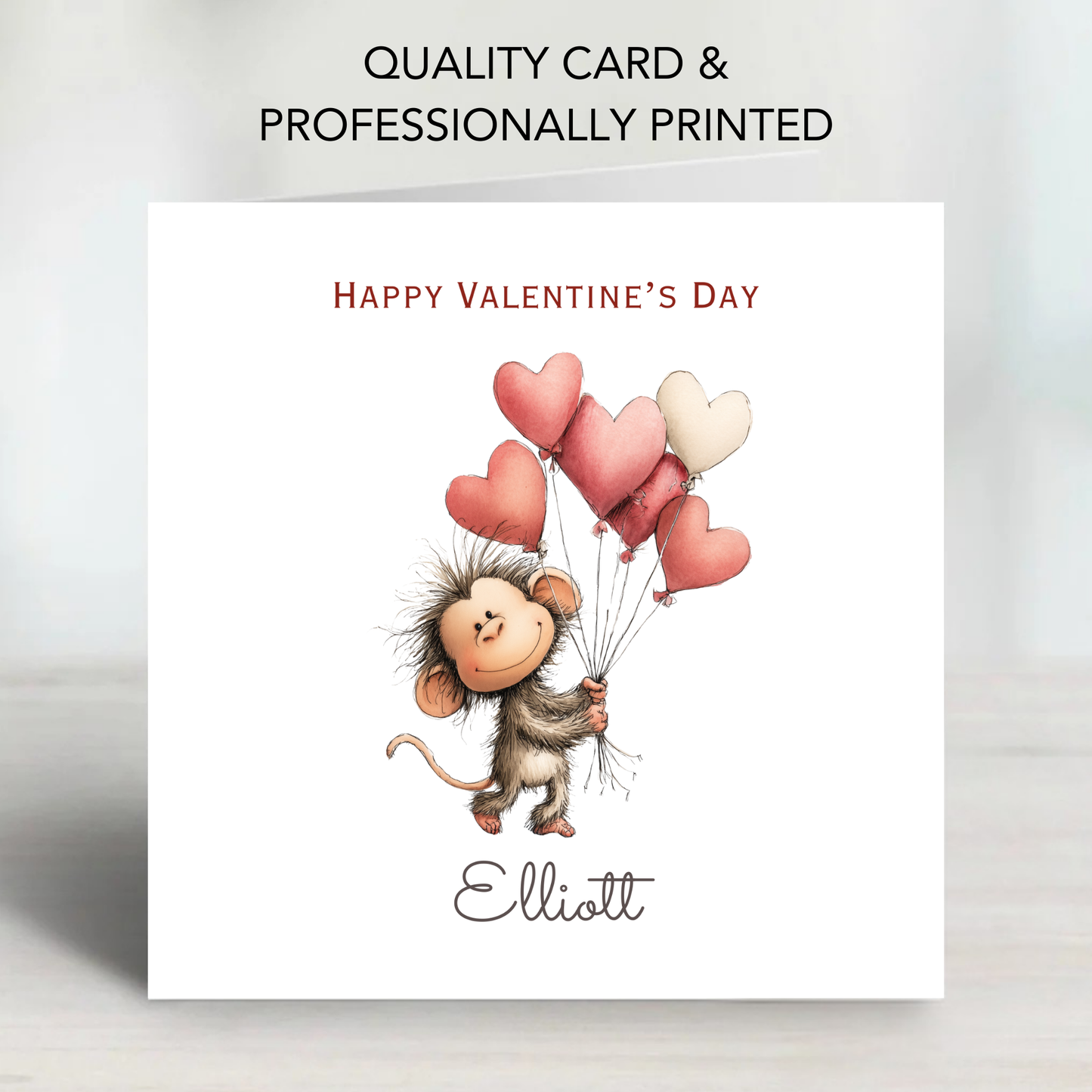 Valentine’s Day Card - Cute Monkey Design - C780
