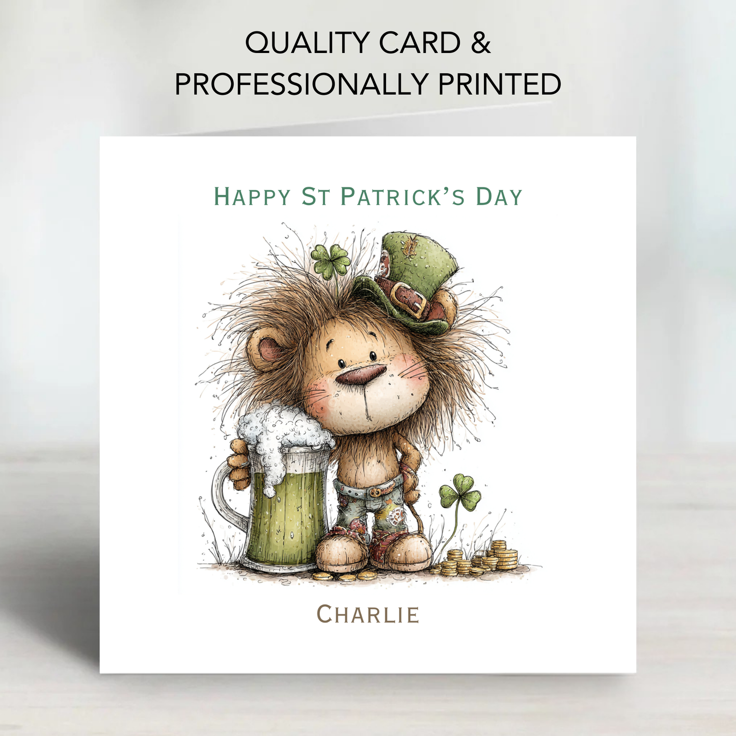 St Patrick's Day Cute Lion Card - C804