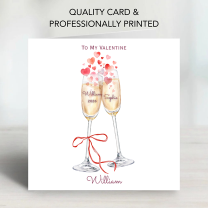 Valentine’s Day Card - Champagne Glasses Design - C774