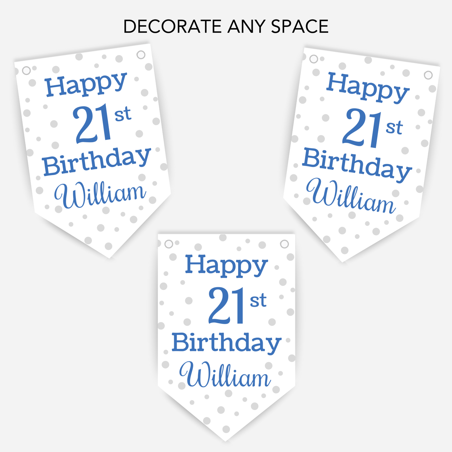 Blue Polka Dot Birthday Bunting - B125