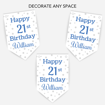 Blue Polka Dot Birthday Bunting - B125