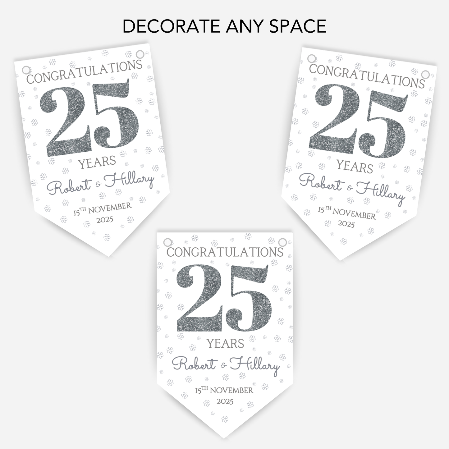 Silver Wedding Anniversary Bunting - B241