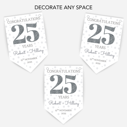 Silver Wedding Anniversary Bunting - B241