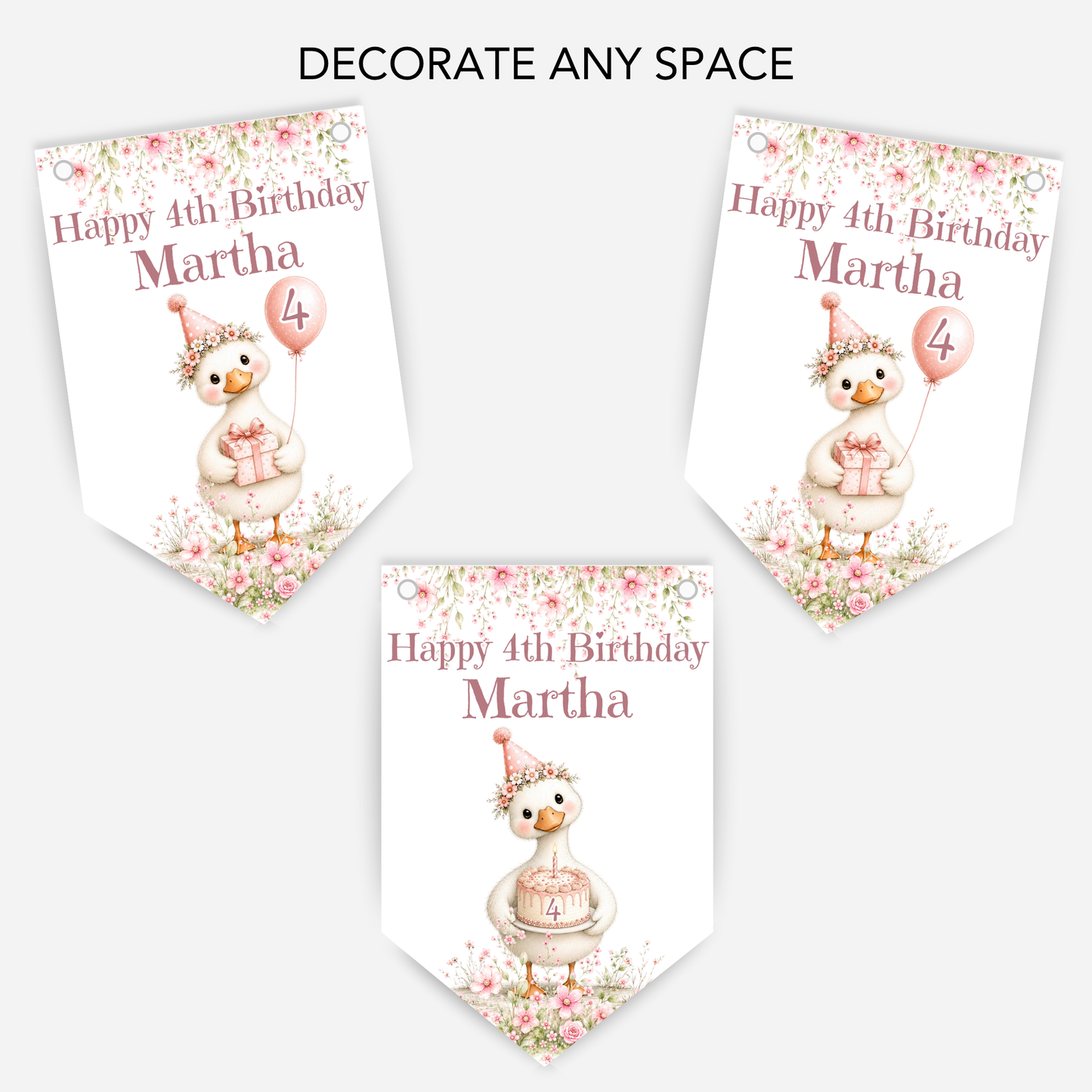 Pretty Pink  Silly Goose Birthday Bunting - B311