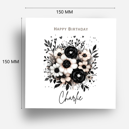 Alternative Dark Flowers Birthday Card - C834