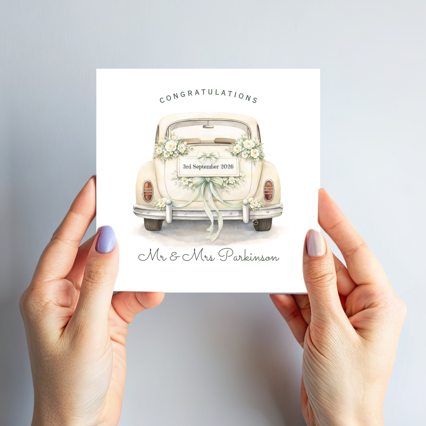 Wedding Car and Flowers  Wedding Card - C869